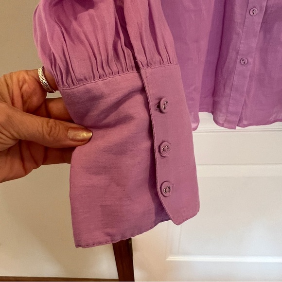 Ladies Large Set of 2 Like NEW Blouses: Loft Lavender + GAP Navy Dot - Picture 6 of 14